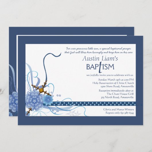 Iets blauw-religieuze uitnodiging (Voorkant / Achterkant)