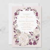 Iets blauw  Roos huwelijksuitnodiging Kaart (Voorkant)