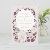 Iets blauw  Roos huwelijksuitnodiging Kaart (Staand voorkant)