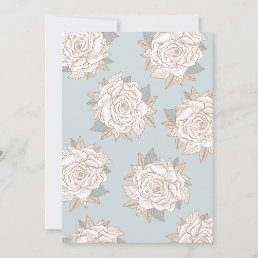 Iets blauw  Roos huwelijksuitnodiging Kaart (Achterkant)