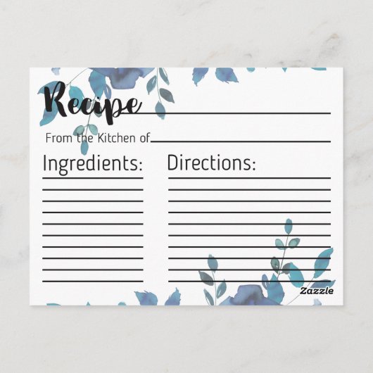 Iets blauw Roos Vrijgezellenfeest Recept Kaart (Achterkant)