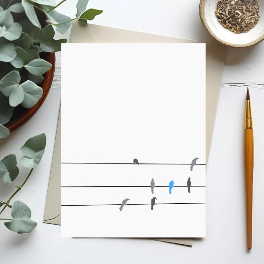 Iets blauw | Simplistische Bird Sky Painting Briefkaart