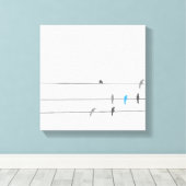 Iets blauw | Simplistische Bird Sky Painting Canvas Afdruk (Insitu (Houten vloer))
