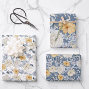 Iets blauw, stijlvolle bloemenpatronen inpakpapier vel