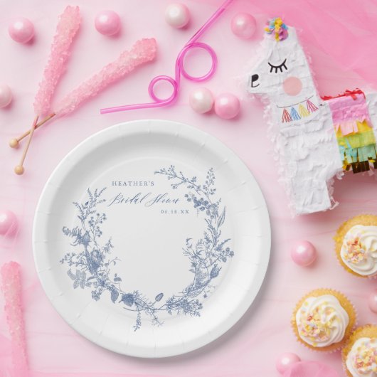 Iets blauw stoffig blauw Vrijgezellenfeest Papieren Bordje (Feest)