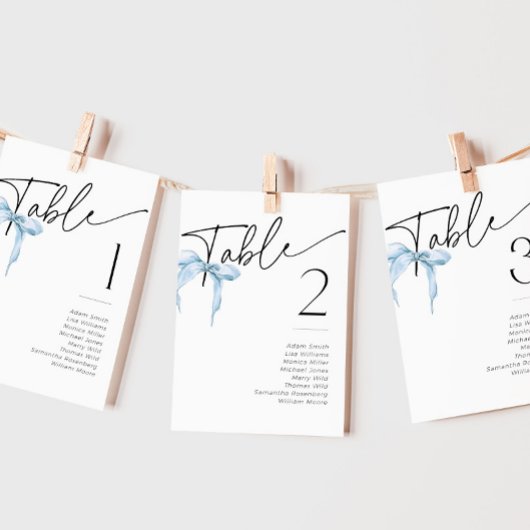 Iets blauw strikje koppelknoop bruids tafel nummer kaart