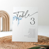 Iets blauw strikje koppelknoop bruids tafel nummer kaart