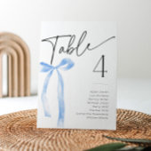 Iets blauw strikje koppelknoop bruids tafel nummer kaart