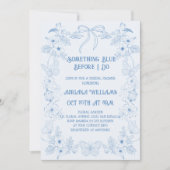 Iets blauw Toile Bow Bruids Douche Uitnodiging (Voorkant)