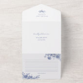 Iets blauw Toile Frans blauw Vrijgezellenfeest All In One Uitnodiging (Buitenkant)