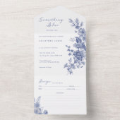 Iets blauw Toile Frans blauw Vrijgezellenfeest All In One Uitnodiging (Binnen)