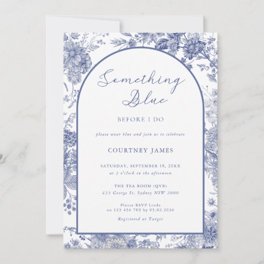 Iets blauw Toile Frans blauw Vrijgezellenfeest Kaart (Voorkant)