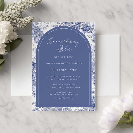 Iets blauw Toile Frans blauw Vrijgezellenfeest Kaart