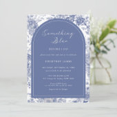 Iets blauw Toile Frans blauw Vrijgezellenfeest Kaart (Staand voorkant)