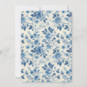 Iets Blauw Toile Vrijgezellenfeest Brunch Kaart (Achterkant)