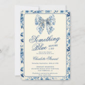 Iets Blauw Toile Vrijgezellenfeest Brunch Kaart (Voorkant)