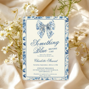  Iets Blauw Toile Vrijgezellenfeest Brunch Kaart