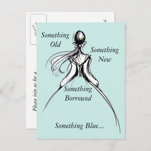 Iets blauw uitnodiging briefkaart (Voorkant / Achterkant)