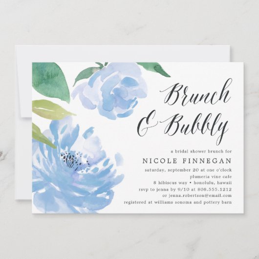 Iets blauw | Uitnodiging Vrijgezellenfeest Brunch (Voorkant)