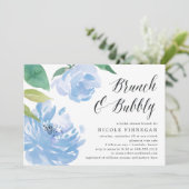 Iets blauw | Uitnodiging Vrijgezellenfeest Brunch (Staand voorkant)