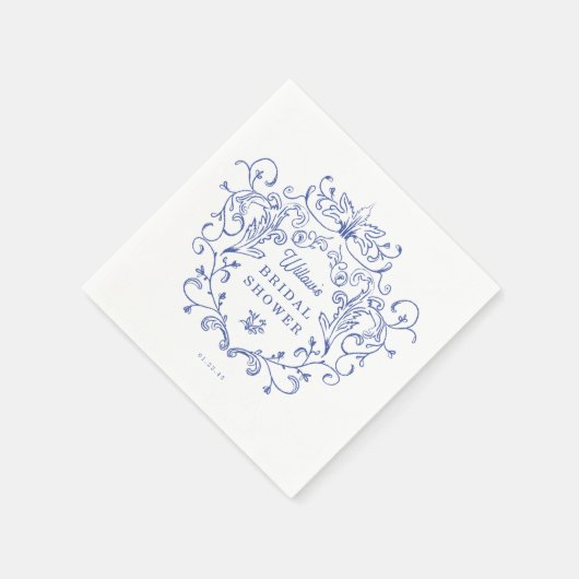 Iets blauw Victoriaans Vrijgezellenfeest Servet (Hoek)