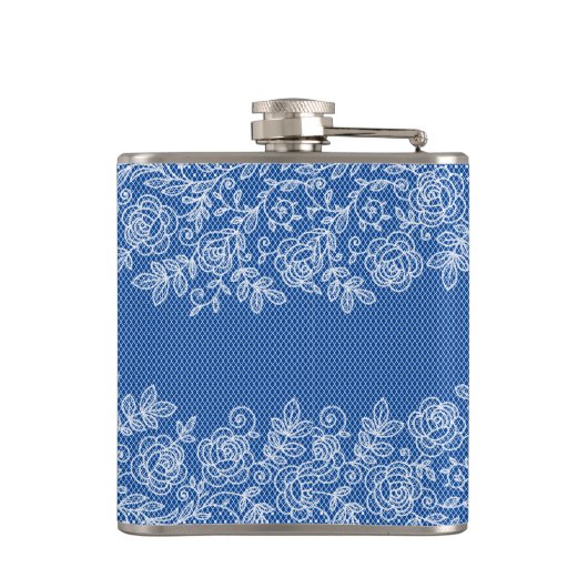 Iets Blauw voor de Bruid personaliseert Heupfles (Achterkant)