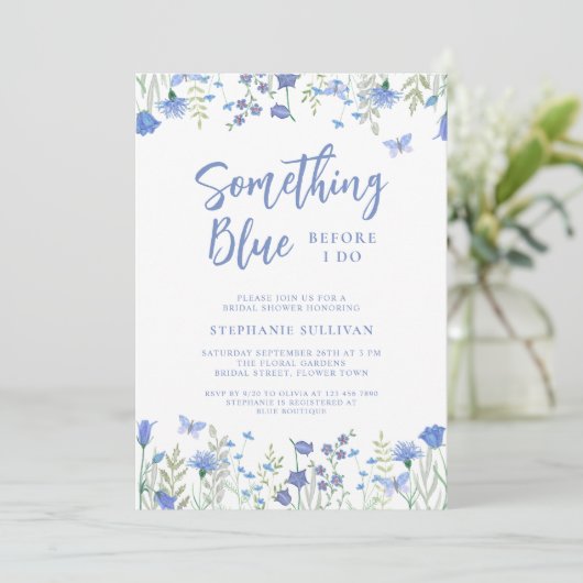 Iets blauw voor ik Floral Vrijgezellenfeest doe Kaart (Staand voorkant)