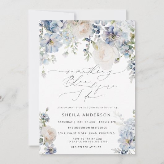 Iets blauw voor ik Floral Vrijgezellenfeest doe Kaart (Voorkant)