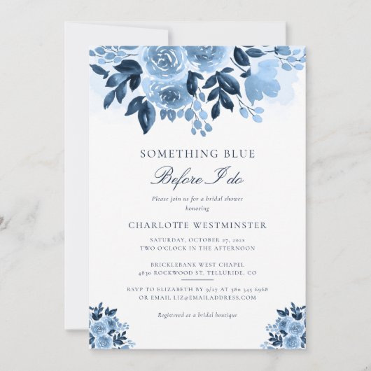 Iets blauw voor ik Floral Vrijgezellenfeest doe Kaart (Voorkant)