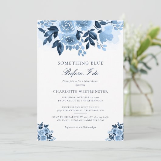 Iets blauw voor ik Floral Vrijgezellenfeest doe Kaart (Staand voorkant)