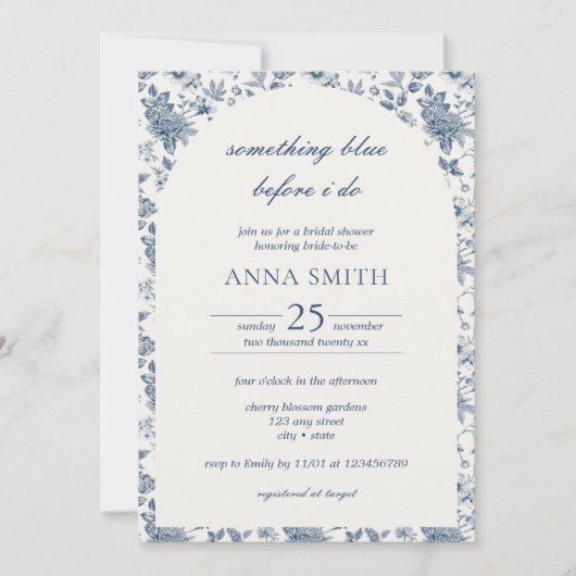 Iets blauw voor ik Floral Vrijgezellenfeest doe Kaart (Voorkant)