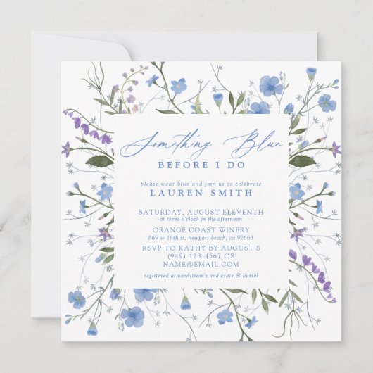 Iets blauw voor ik Floral Vrijgezellenfeest doe Kaart (Voorkant)