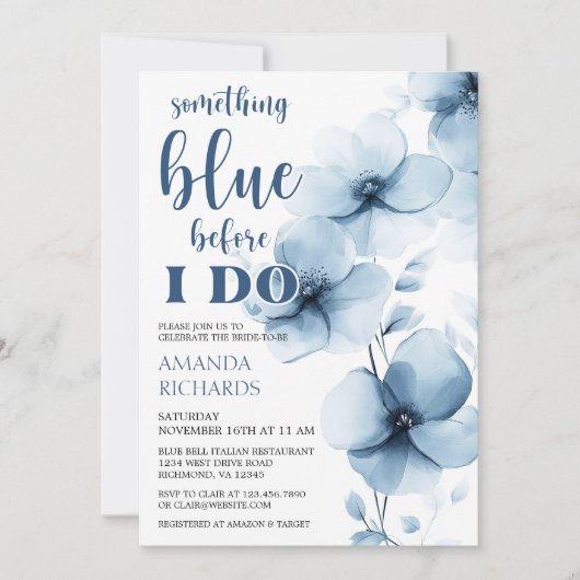 Iets blauw voor ik Floral Vrijgezellenfeest doe Kaart (Voorkant)