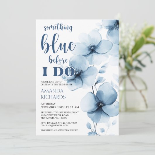 Iets blauw voor ik Floral Vrijgezellenfeest doe Kaart (Staand voorkant)