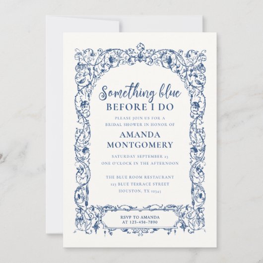 Iets blauw voor ik Floral Vrijgezellenfeest doe Kaart (Voorkant)