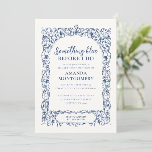 Iets blauw voor ik Floral Vrijgezellenfeest doe Kaart (Staand voorkant)