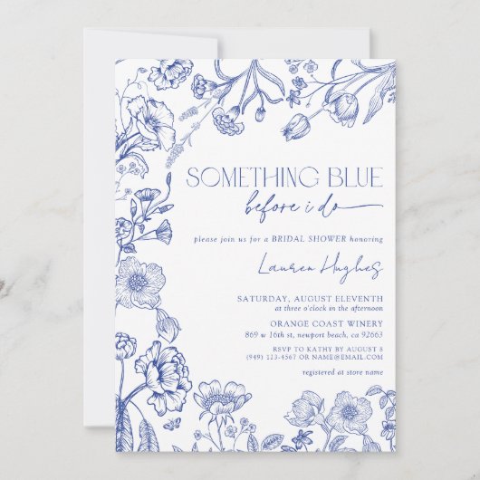 Iets blauw voor ik Floral Vrijgezellenfeest doe Kaart (Voorkant)