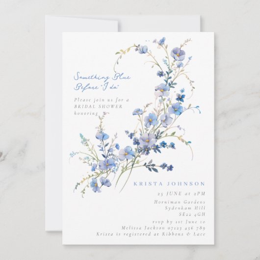 Iets blauw voor ik Floral Vrijgezellenfeest doe Kaart (Voorkant)