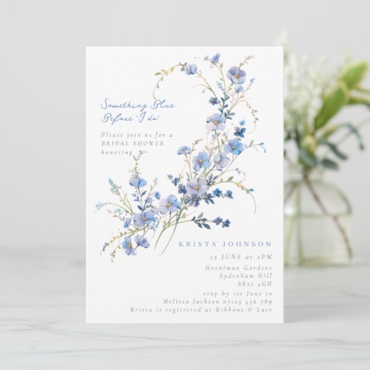 Iets blauw voor ik Floral Vrijgezellenfeest doe Kaart (Staand voorkant)