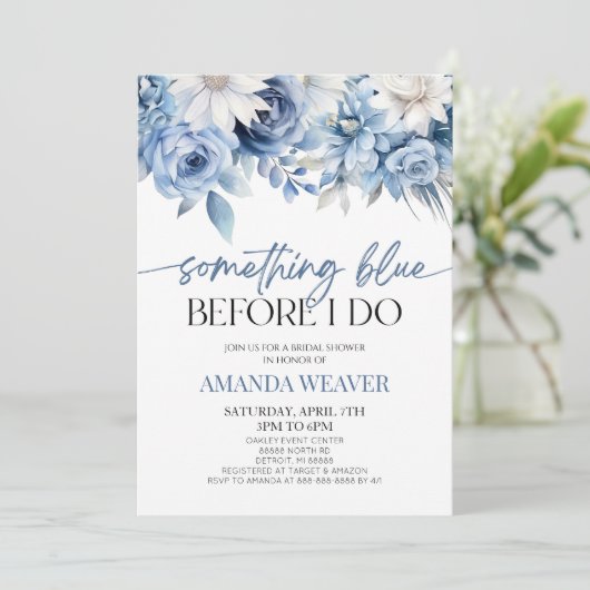 Iets blauw voor ik Floral Vrijgezellenfeest doe Kaart (Staand voorkant)