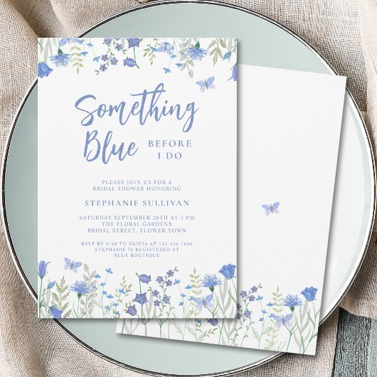 Iets blauw voor ik Floral Vrijgezellenfeest doe Kaart