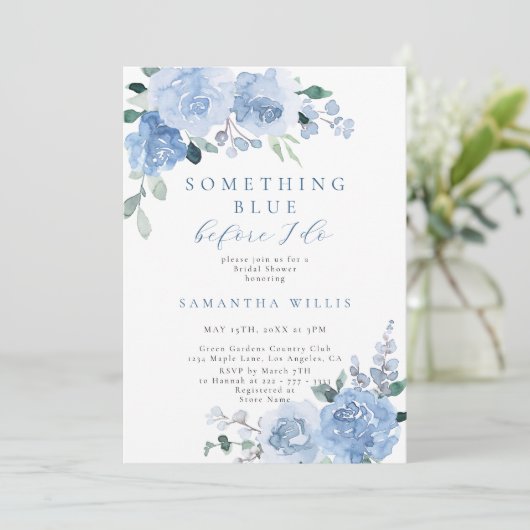 Iets blauw voor ik Floral Vrijgezellenfeest doe Kaart (Staand voorkant)