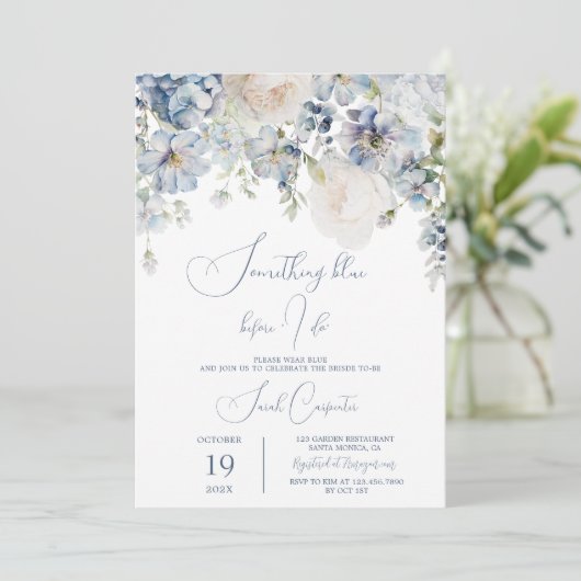 Iets blauw voor ik Floral Vrijgezellenfeest doe Kaart (Staand voorkant)