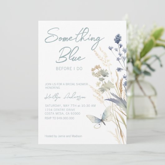 Iets blauw voor ik Floral Vrijgezellenfeest doe Kaart (Staand voorkant)