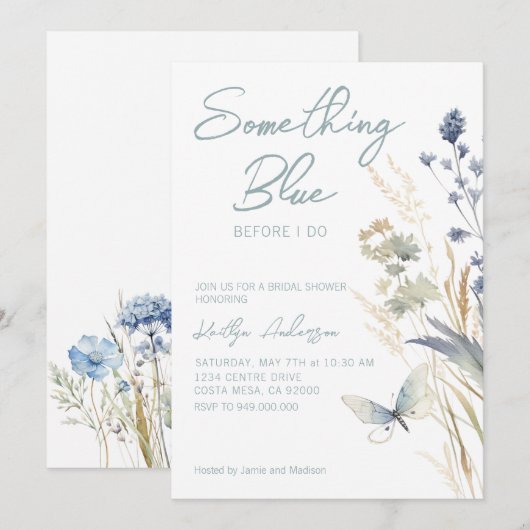 Iets blauw voor ik Floral Vrijgezellenfeest doe Kaart (Voorkant / Achterkant)