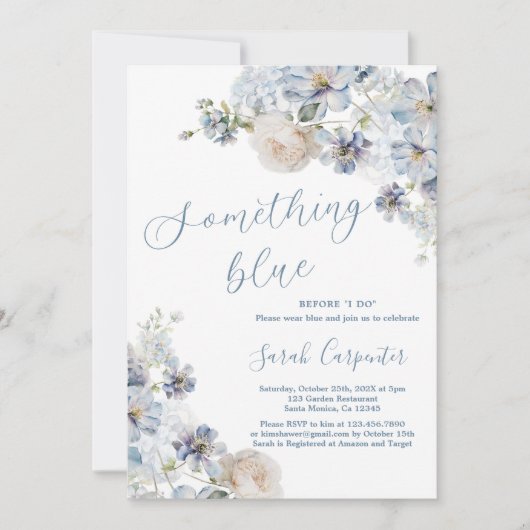 Iets blauw voor ik Floral Vrijgezellenfeest doe Kaart (Voorkant)