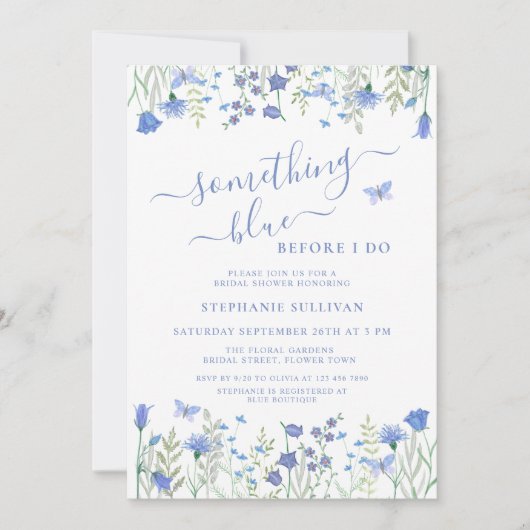 Iets blauw voor ik Floral Vrijgezellenfeest doe Kaart (Voorkant)