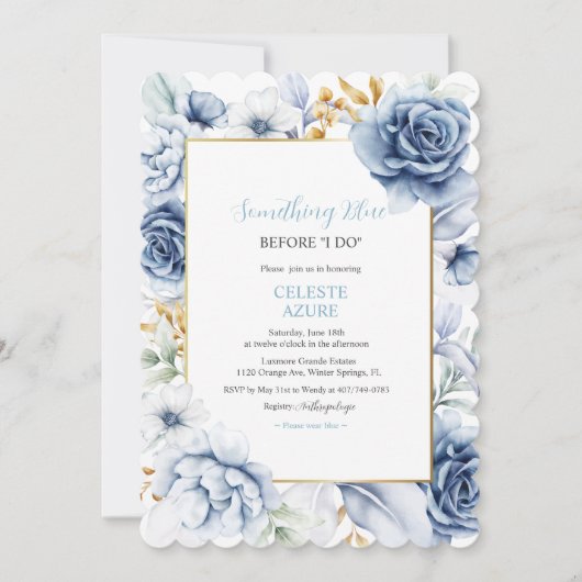 Iets blauw voor ik Floral Vrijgezellenfeest doe Kaart (Voorkant)