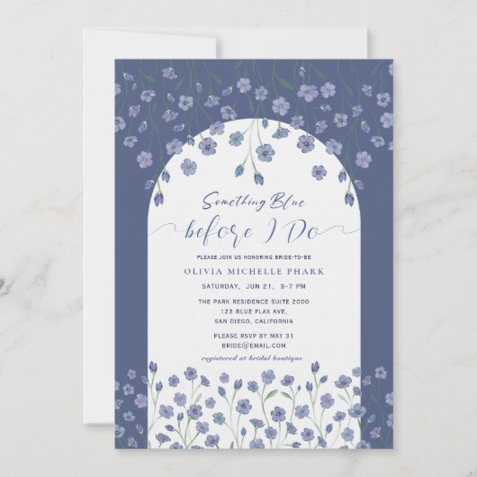 Iets blauw voor ik Floral Vrijgezellenfeest doe Kaart (Voorkant)