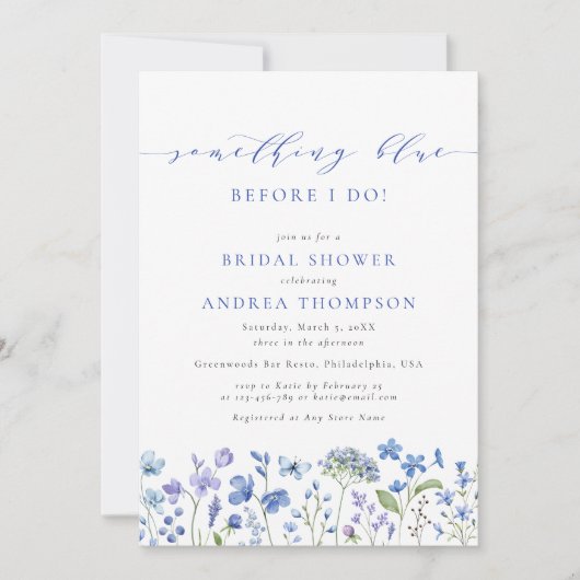 Iets blauw voor ik Floral Vrijgezellenfeest doe Kaart (Voorkant)